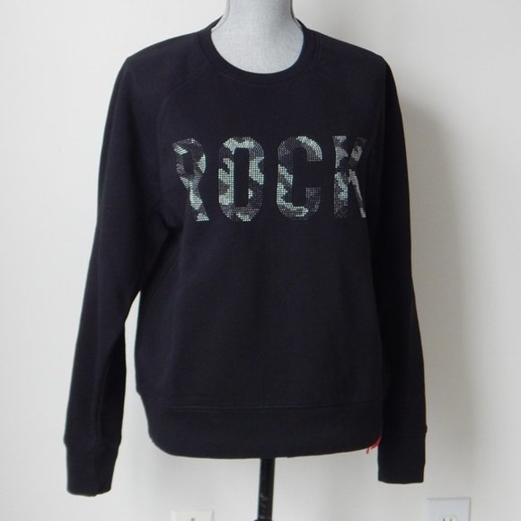 NWT Zadig & Voltaire Upper Camo Strass Rhinestone Raglan Black Sweater Top - Picture 2 of 7